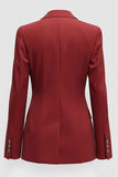 Blazer formel à revers pointu rouge foncé pour femme