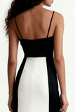 Noir et blanc Spaghetti Straps Fourreau Robe longue formelle