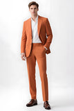 Costumes de bal à revers simple boutonnage orange pour hommes