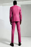 Costume de bal pour homme à revers en pointe rose foncé à un bouton