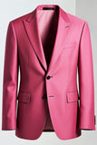 Costume de bal pour homme à revers en pointe rose foncé à un bouton