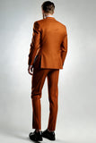 Costumes pour hommes à revers en pointe orange foncé