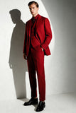 Burgundy Singel Breasted 3 Piece Costumes de bal pour hommes