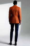 Costumes pour hommes à revers en pointe orange foncé à double boutonnage