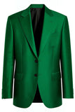 Blazer formel pour homme à revers en pointe vert foncé à simple boutonnage