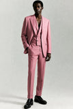 gris rose pointe revers simple boutonnage 3 pièces hommes costumes formels