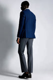 Navy Peak Lapel Double Breasted Hommes Blazer