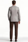 Gris Peak Lapel 2 Piece Simple Boutonnage Hommes Bal Costumes