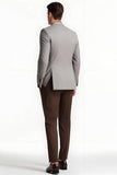 Gris Peak Lapel 2 Piece Simple Boutonnage Hommes Bal Costumes