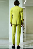 Yellow Peak Lapel Double Breasted Hommes Blazer Formel