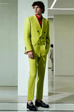 Yellow Peak Lapel Double Breasted Hommes Blazer Formel