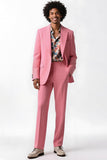 Costume Rose Poudré Homme 2 Pièces À Revers Cranté Simple Boutonnage Pour Bal