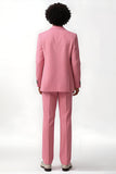 Costume Rose Poudré Homme 2 Pièces À Revers Cranté Simple Boutonnage Pour Bal