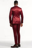 Peak Lapel 2 pièces bordeaux simple boutonnage costumes de bal pour hommes