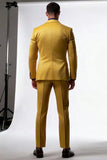 Peak Lapel 2 Piece Single Breasted Yellow Hommes Costumes Formels