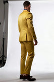 Peak Lapel 2 Piece Single Breasted Yellow Hommes Costumes Formels