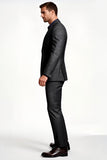 Gris foncé rayé revers cranté 2 pièces simple boutonnage hommes costumes