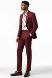 Burgundy Peak Lapel 2 pièces simple boutonnage hommes costumes