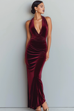 Cabernet Velvet Sirène Dos Nu Robe longue de fête des Fêtes
