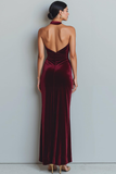 Cabernet Velvet Sirène Dos Nu Robe longue de fête des Fêtes