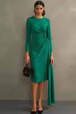 Robe formelle midi fourreau vert foncé à manches longues