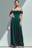 Vert foncé A-ligne Corset velours Maxi robe de fête de vacances avec poches