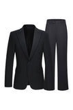 2 pièces à revers en pointe slim fit noir costumes pour hommes