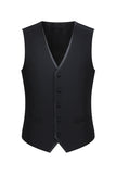 Costume 3 pièces châle revers un bouton noir pour hommes