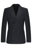 Noir 3 pièces à revers en pointe double boutonnage costumes d’affaires pour hommes