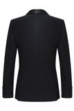 Slim Fit Noir 2 Pièces Châle Revers Un Bouton Costumes Homme