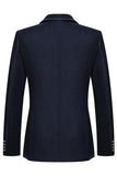 Bleu foncé double boutonnage à revers en pointe sur mesure Costumes 2 pièces pour hommes