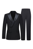 Slim Fit Peak Lapel 2 Pièces Costumes Noirs Homme