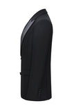 Slim Fit Peak Lapel 2 Pièces Costumes Noirs Homme