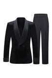 Châle Revers 2 pièces Velours Noir Costumes Homme