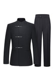 Costume 2 pièces col mao homme noir slim fit