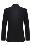 Costume 2 pièces à col mao noir à simple boutonnage slim fit pour hommes