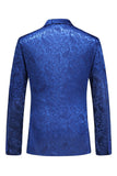 Peak Lapel Jacquard 2 pièces bleu double boutonnage Costumes pour hommes