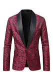 Blazer de bal pour homme en jacquard rouge foncé à revers