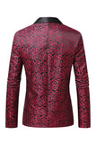 Blazer de bal pour homme en jacquard rouge foncé à revers