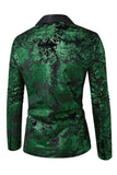 Blazer de bal pour homme en jacquard vert à revers d’un bouton