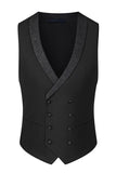 Slim Fit 3 pièces à revers en pointe Costumes noirs pour hommes