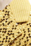 Costumes de bal 2 pièces à paillettes à revers crantés dorés scintillants