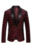 Blazer de bal imprimé châle noir rouge