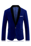 Blazer de bal à un bouton à revers châle bleu pour homme