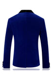 Blazer de bal à un bouton à revers châle bleu pour homme