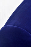 Blazer de bal à un bouton à revers châle bleu pour homme