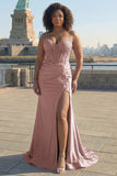 Robe de bal longue grande taille avec corset en forme de corset en forme de fard à blush et sirène grande taille