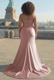 Robe de bal longue grande taille avec corset en forme de corset en forme de fard à blush et sirène grande taille