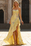 Robe longue de bal de sirène perlée à perles Shelllow avec fente à volants