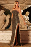 Robe de bal longue de bal noire dorée scintillante, anneau à perles, à sequins et scintillante
